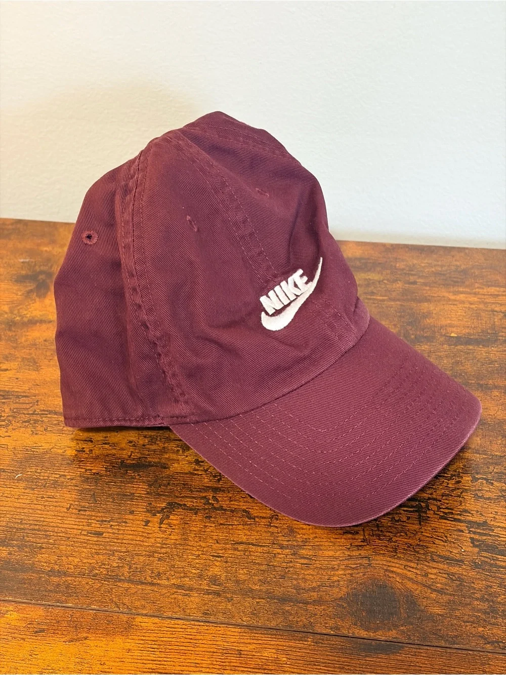 Nike Burgundy Baseball Cap with White Swoosh